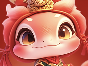 靈蛇舞動(dòng)迎新春，祥云繚繞送吉祥。